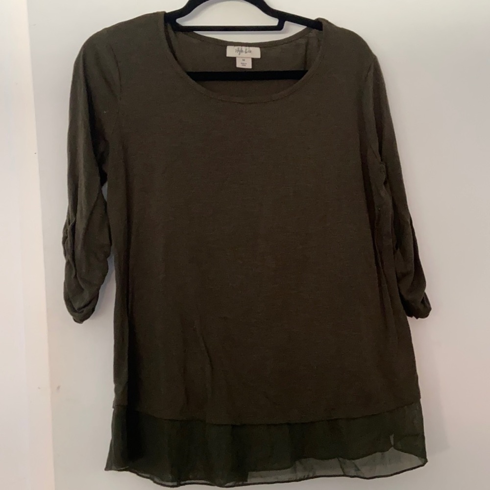 Olive green quarter sleeve shirt